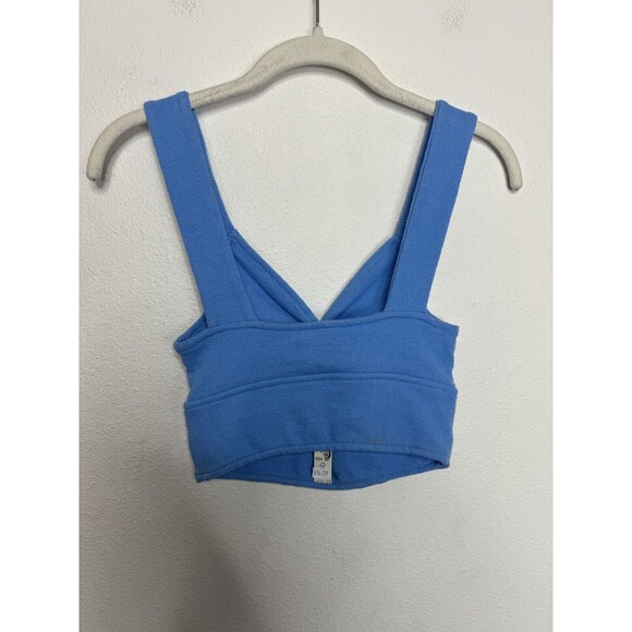 Madewell Sz XS Cutout Knot Front Crop Tank Top Oasis Blue Fitted Sweetheart NWT - Picture 6 of 11